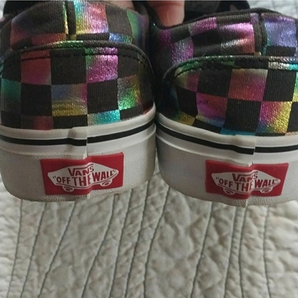 Vans women's multi-colored check slip on sneakers size 6.5 - Picture 6 of 6